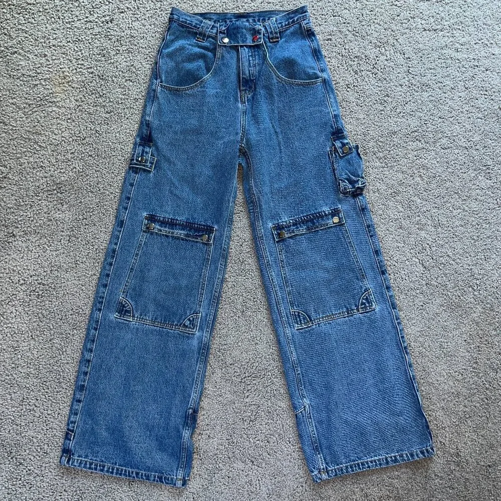 LIQUID LAGOON Y2K WIDE LEG DENIM JNCO STYLE  HEAVY BAGGY SKATER JEANS 30/32